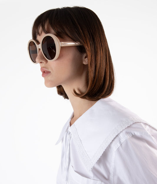 CRYO Oversized Recycled Sunglasses | Color: Beige, White - variant::nude