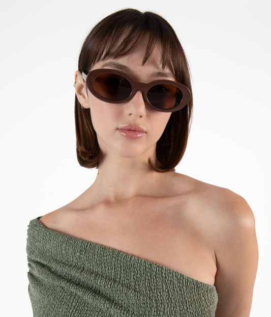 MIELA-2 Recycled Oval Sunglasses | Color: Yellow, Brown - variant::mustard