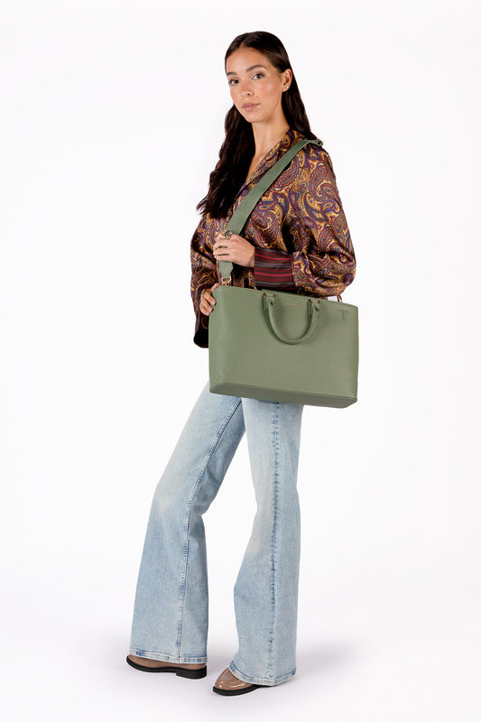 SEVYN Vegan Satchel - Grain | Color: Olivine - variant::olivine