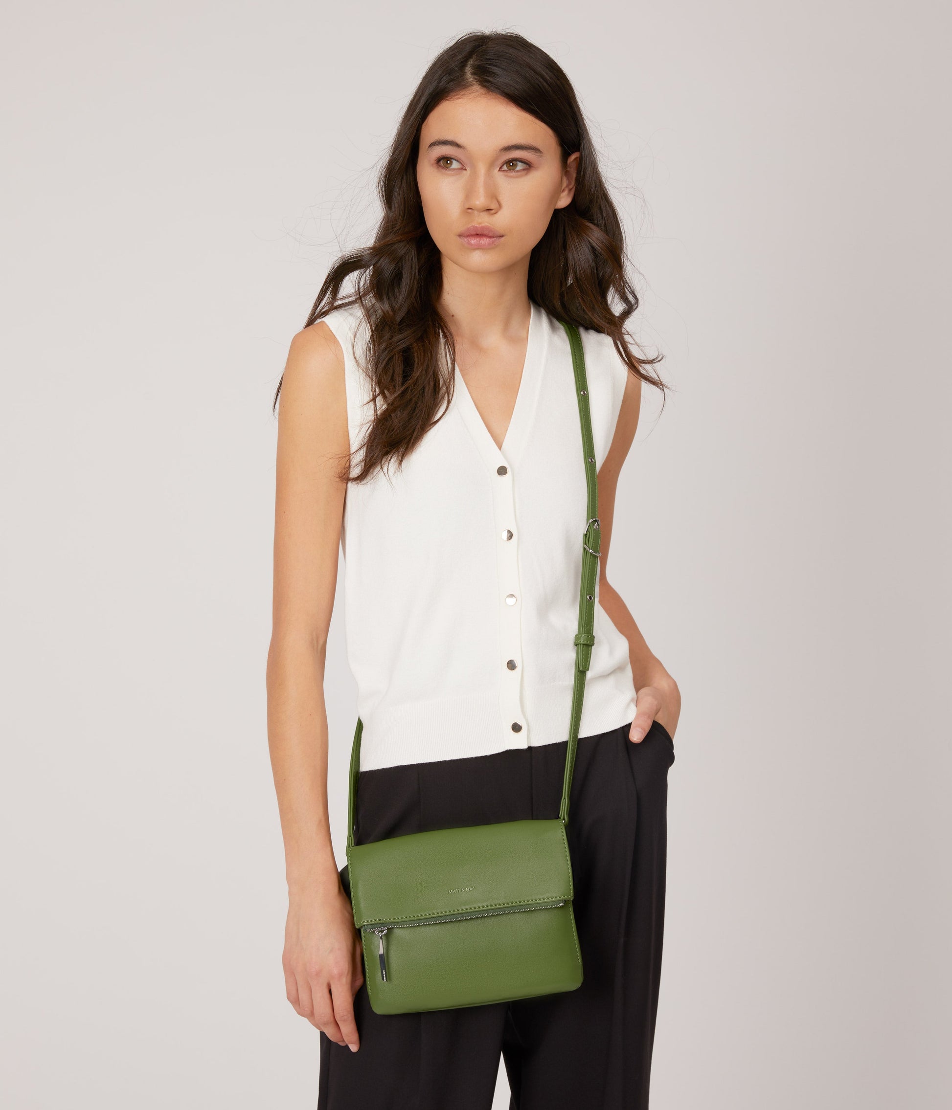 HILEY Vegan Crossbody Bag - Loom | Color: White - variant::tapioca